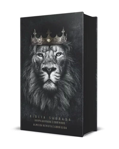Bíblia RC Econômica Letra Gigante Capa Dura Com Harpa E Corinhos Leão Rei dos Reis