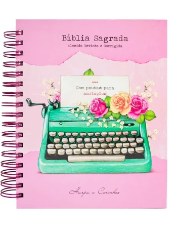 Bíblia Sagrada Com Espaço Para Anotações Harpa Avivada E Corinhos Rosa Flores2